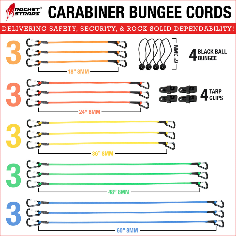 29pc Carabiner Bungee Cord Set