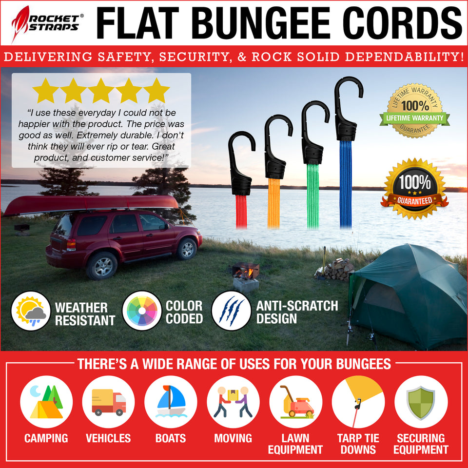28pc Flat Bungee cord assortment