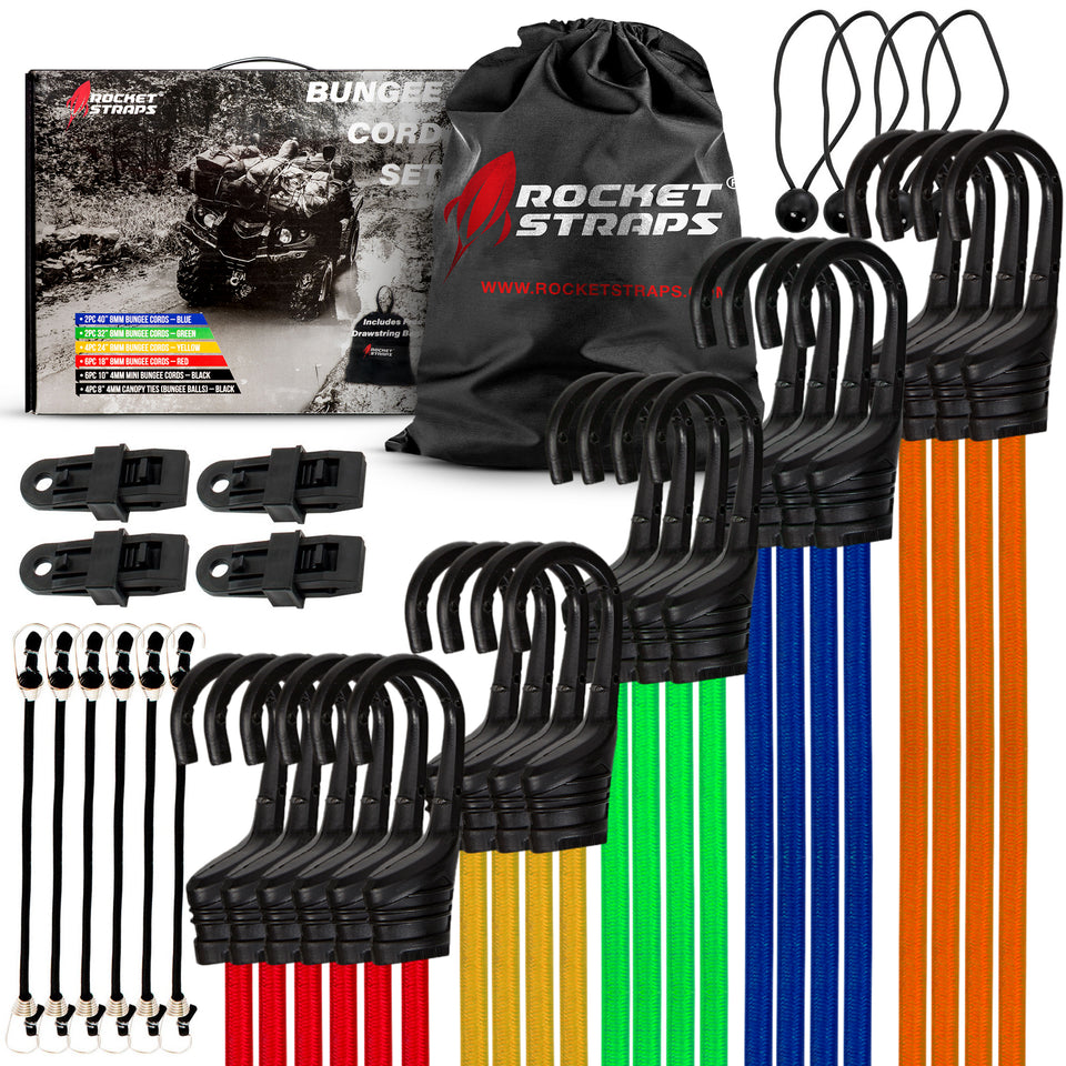 Rocket Straps 36pc Assortment of Heavy Duty Bungee Cords